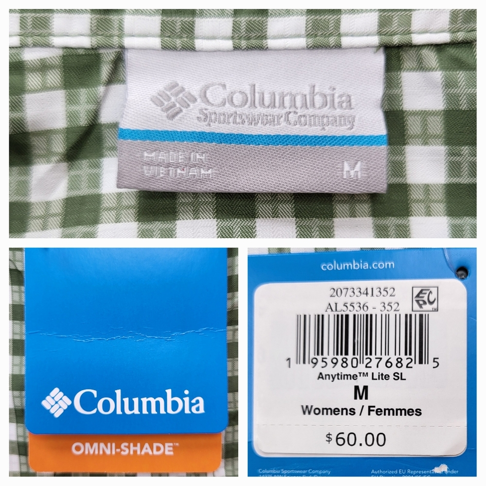 COLUMBIA Anytime Lite Sleeveless Shirt - Green Gingham - Size M (NWT) - Picture 14 of 16